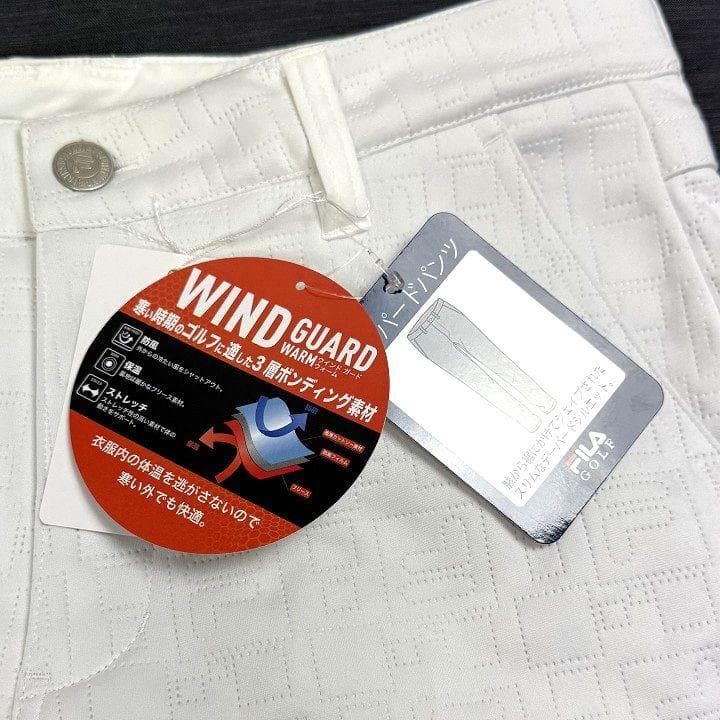 新品 フィラ ゴルフ 高周波キルト 3層ボンディング パンツ フリース 白 90