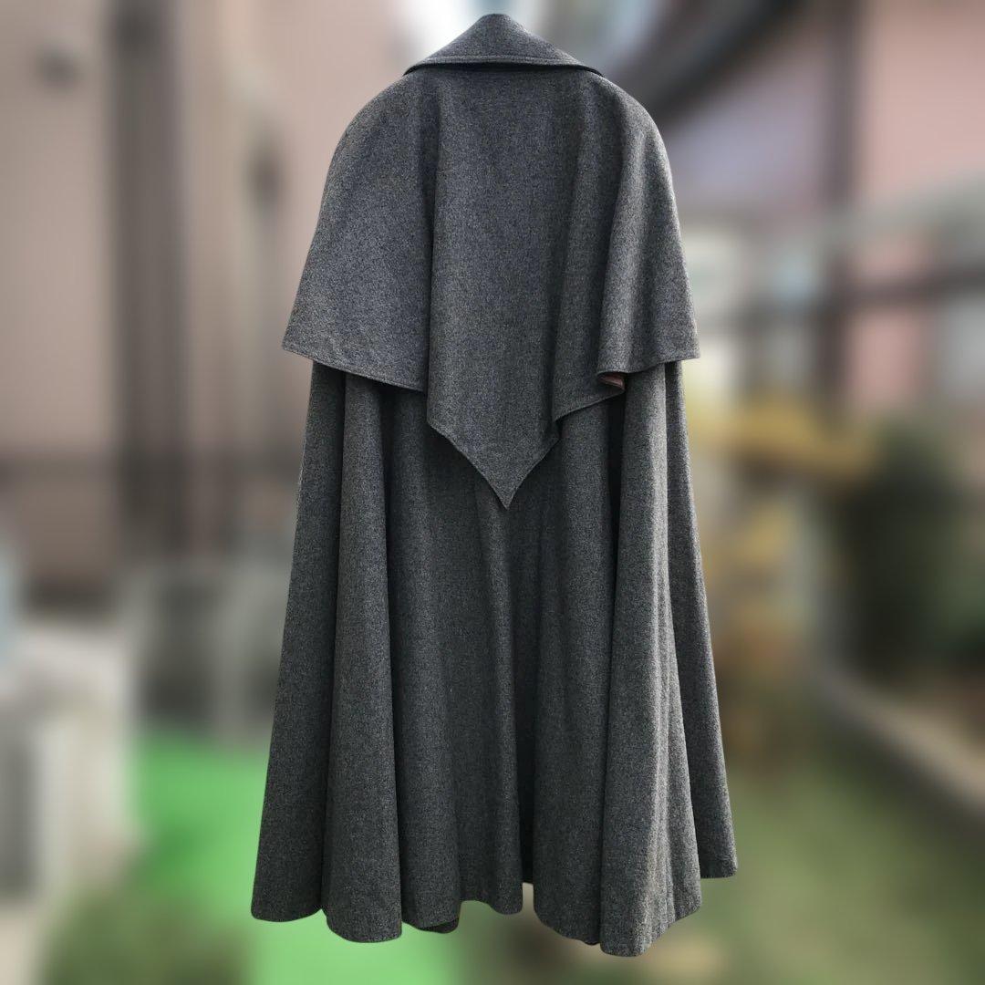 ヴィンテージ グレー ケープスタイル ロングコート