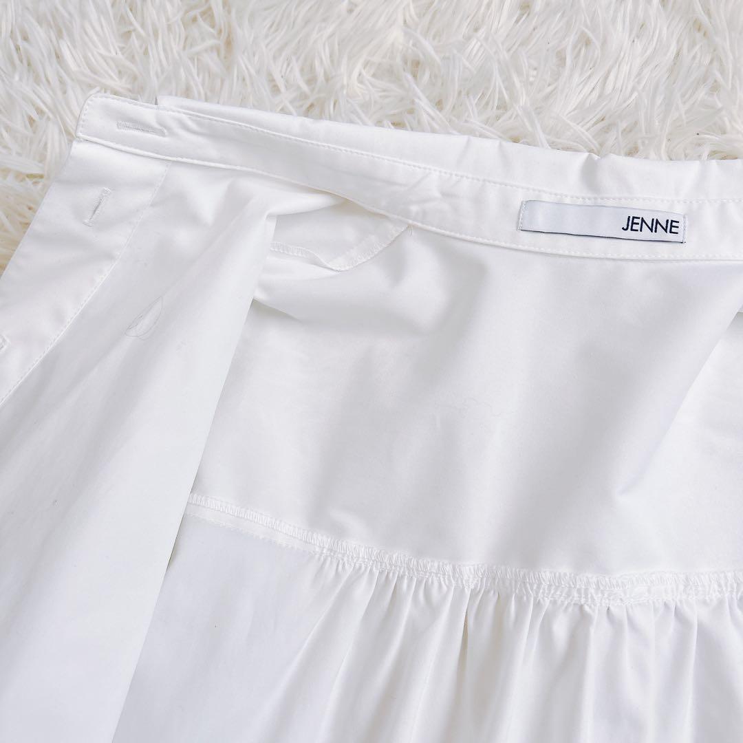 ジェンヌ　カフス　白シャツ　ブラウス　ストライプ　金ボタン　ゆったり　M