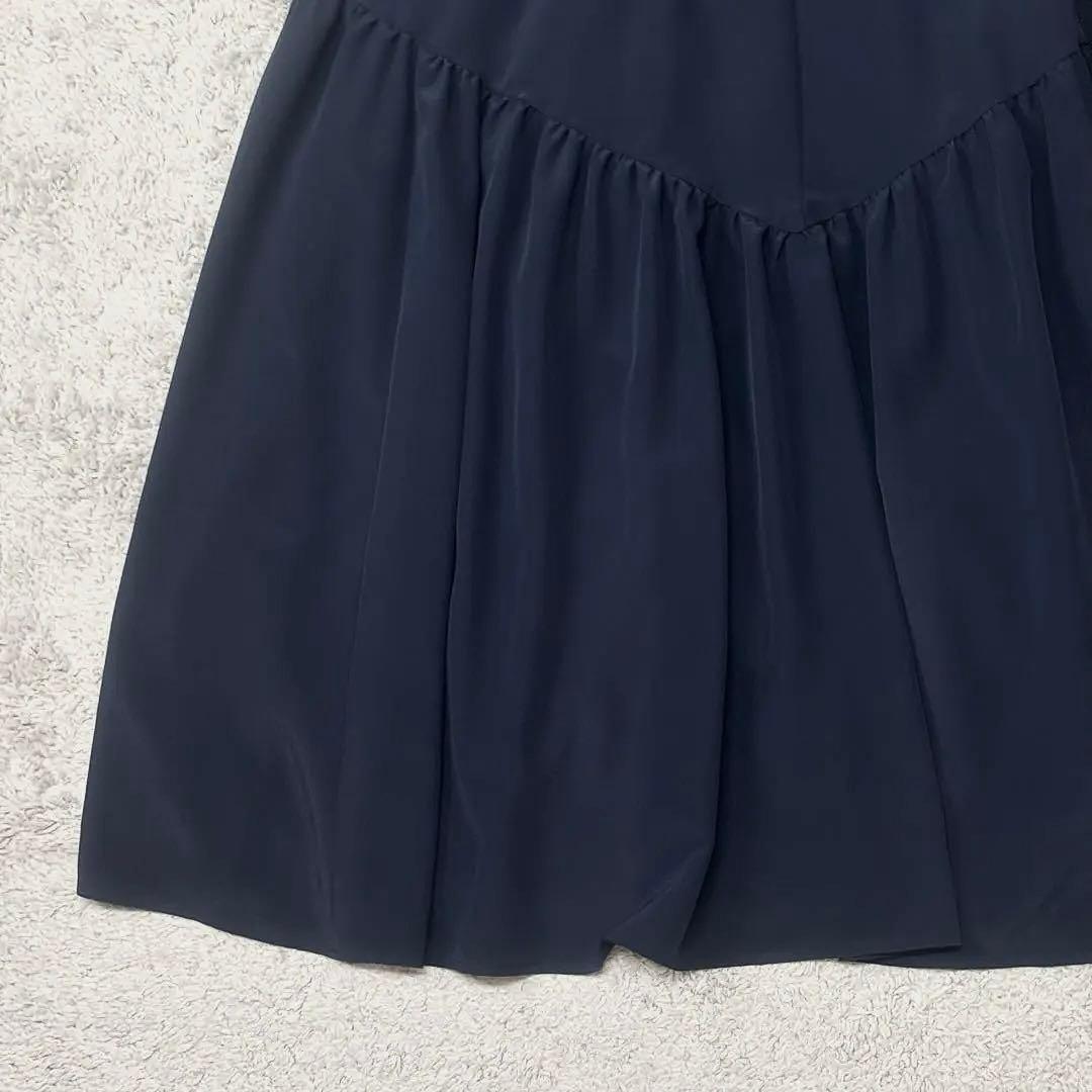 ボーダーズ アット バルコニー　半袖 ロングワンピース　ネイビー　ベルト付き