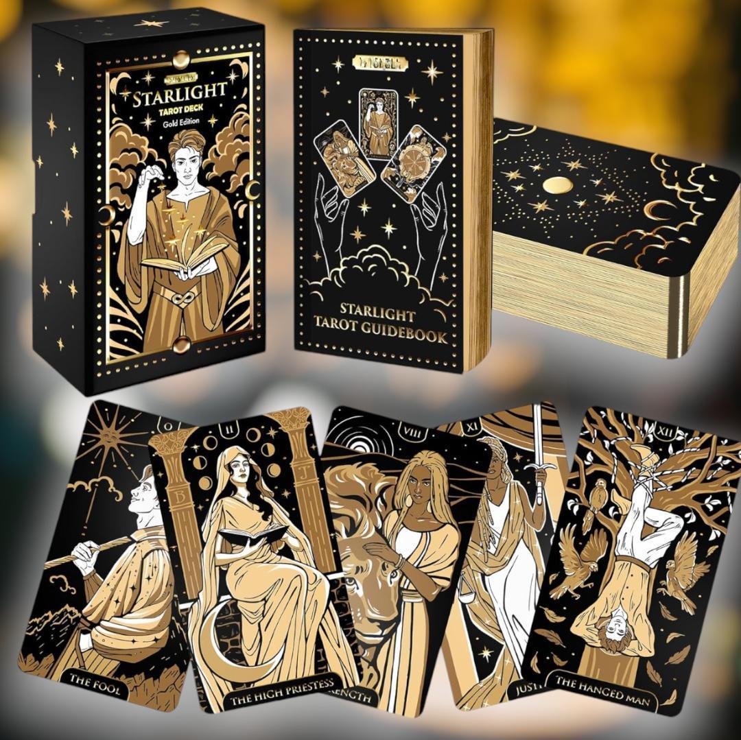 【正規品タロットカード】豪華✨天空の羅針盤✨星空のデッキデッキゴールド×ブラック