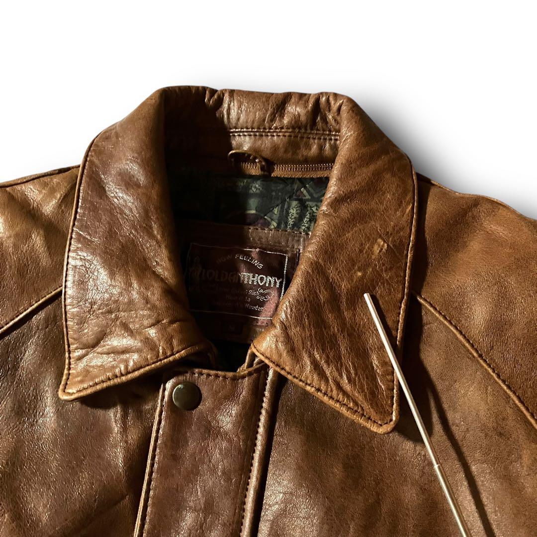 80s LOLDANTHONYリアルレザージャケットA2フライト羊革 ブラウンM