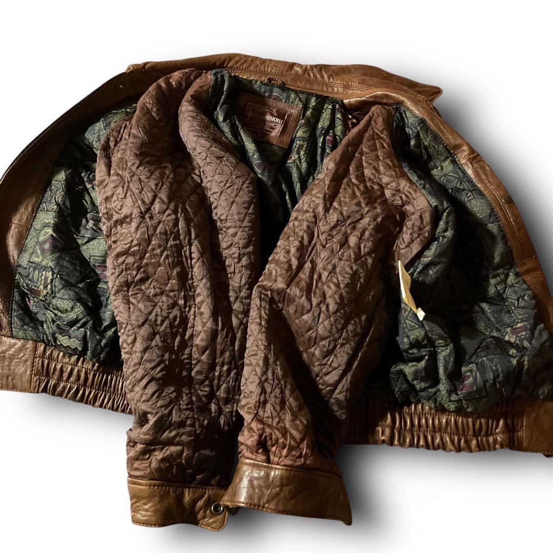 80s LOLDANTHONYリアルレザージャケットA2フライト羊革 ブラウンM