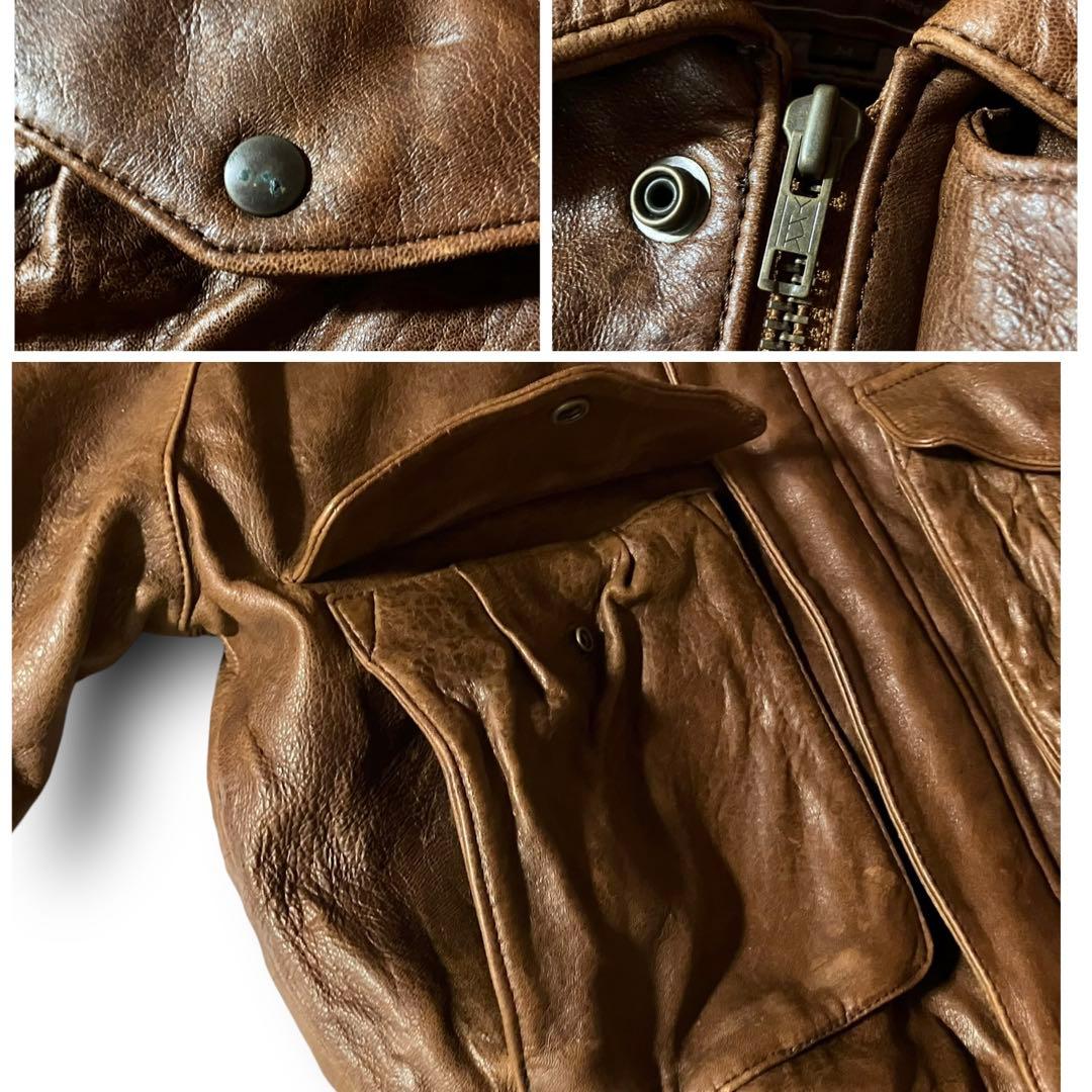 80s LOLDANTHONYリアルレザージャケットA2フライト羊革 ブラウンM