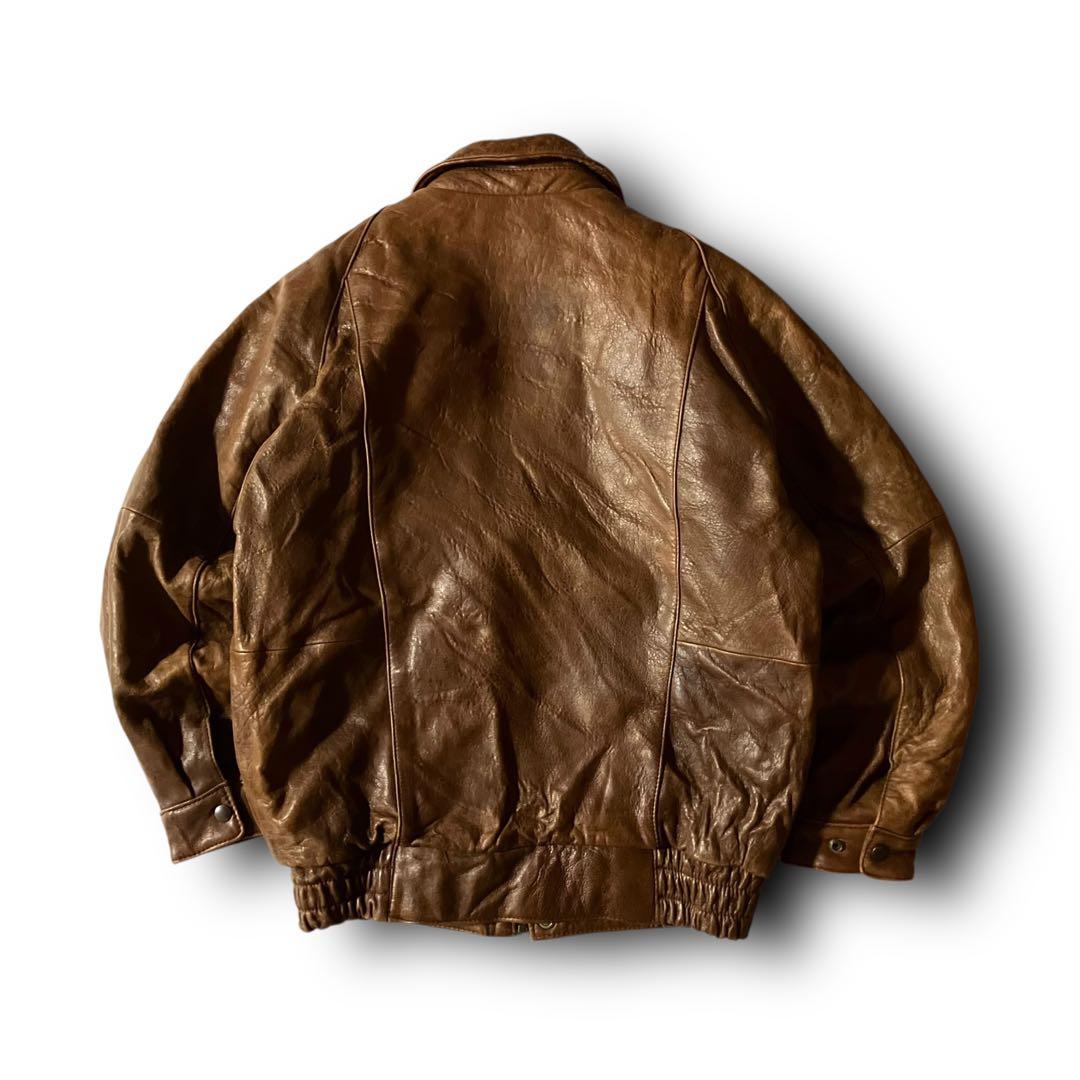80s LOLDANTHONYリアルレザージャケットA2フライト羊革 ブラウンM