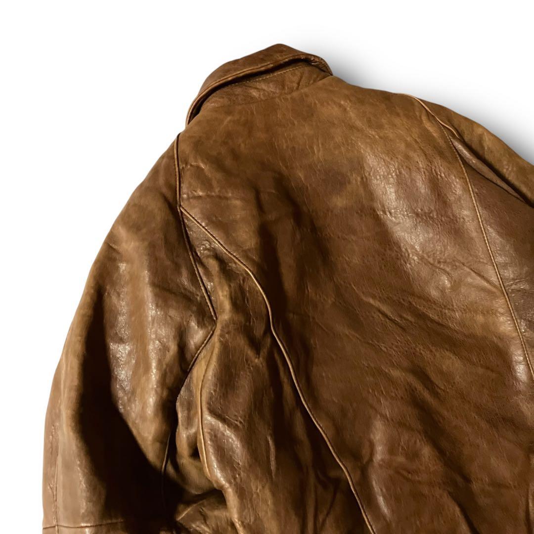 80s LOLDANTHONYリアルレザージャケットA2フライト羊革 ブラウンM