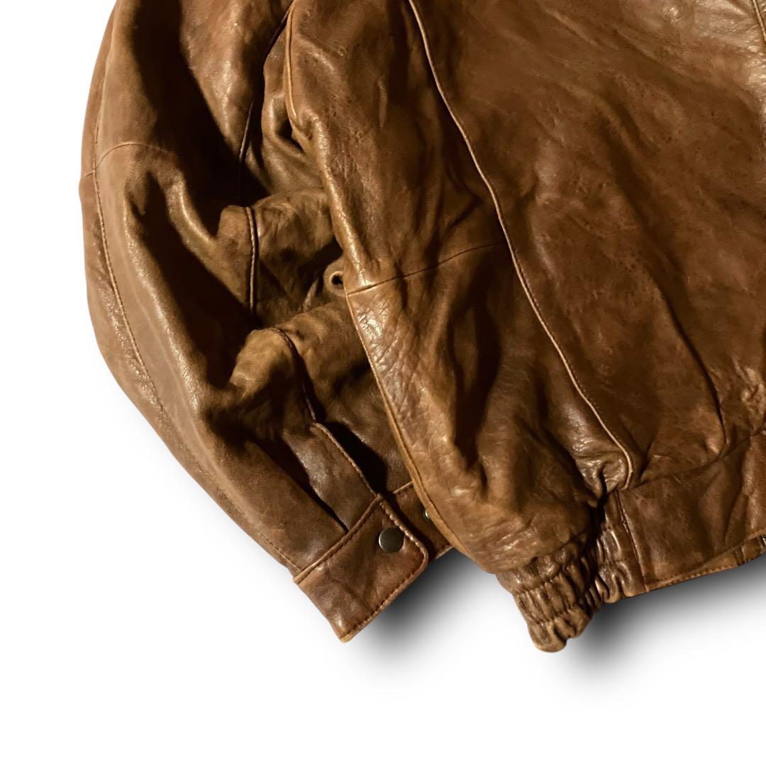 80s LOLDANTHONYリアルレザージャケットA2フライト羊革 ブラウンM