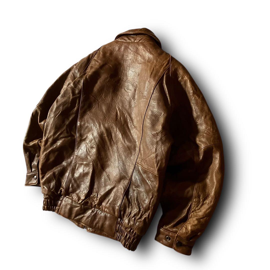 80s LOLDANTHONYリアルレザージャケットA2フライト羊革 ブラウンM