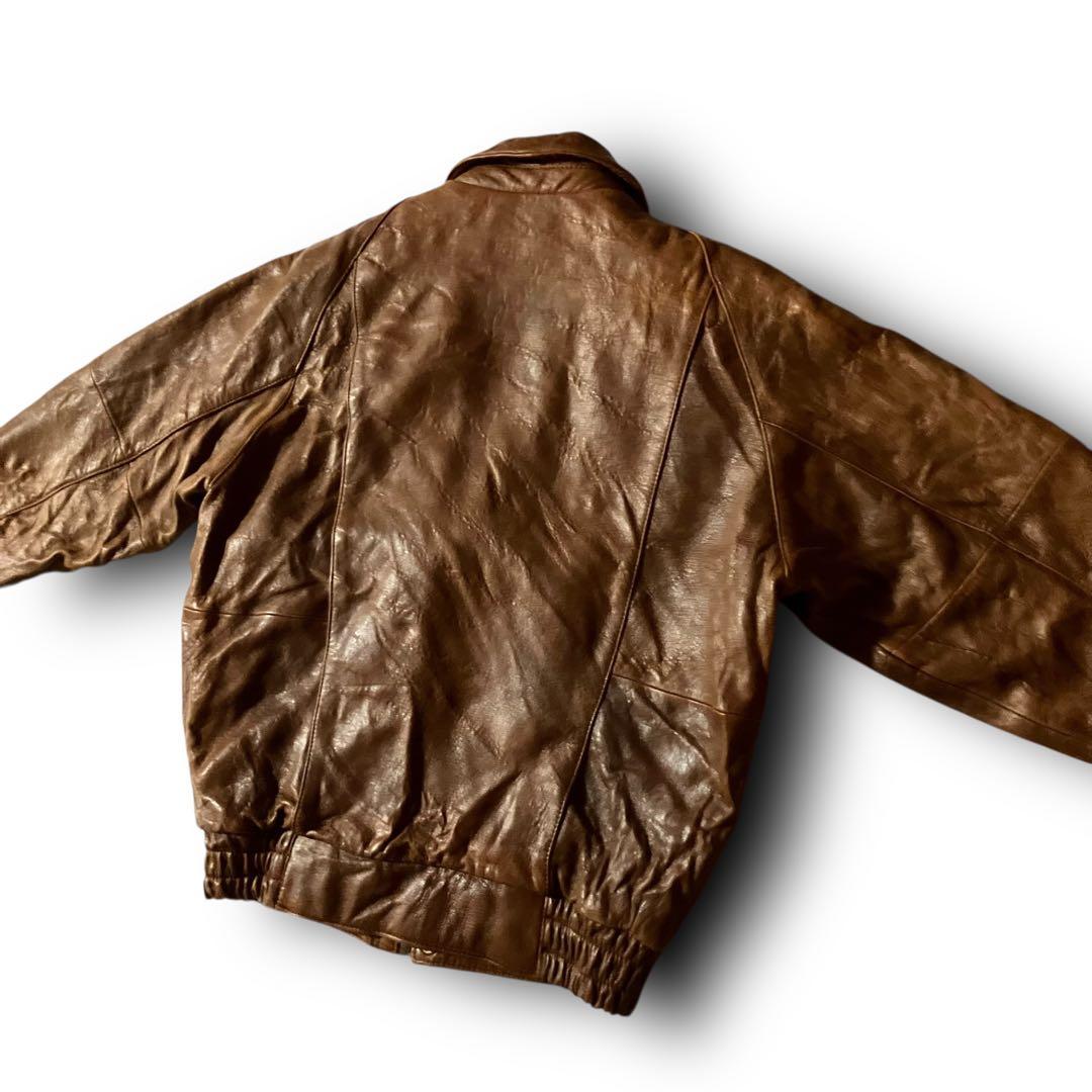 80s LOLDANTHONYリアルレザージャケットA2フライト羊革 ブラウンM