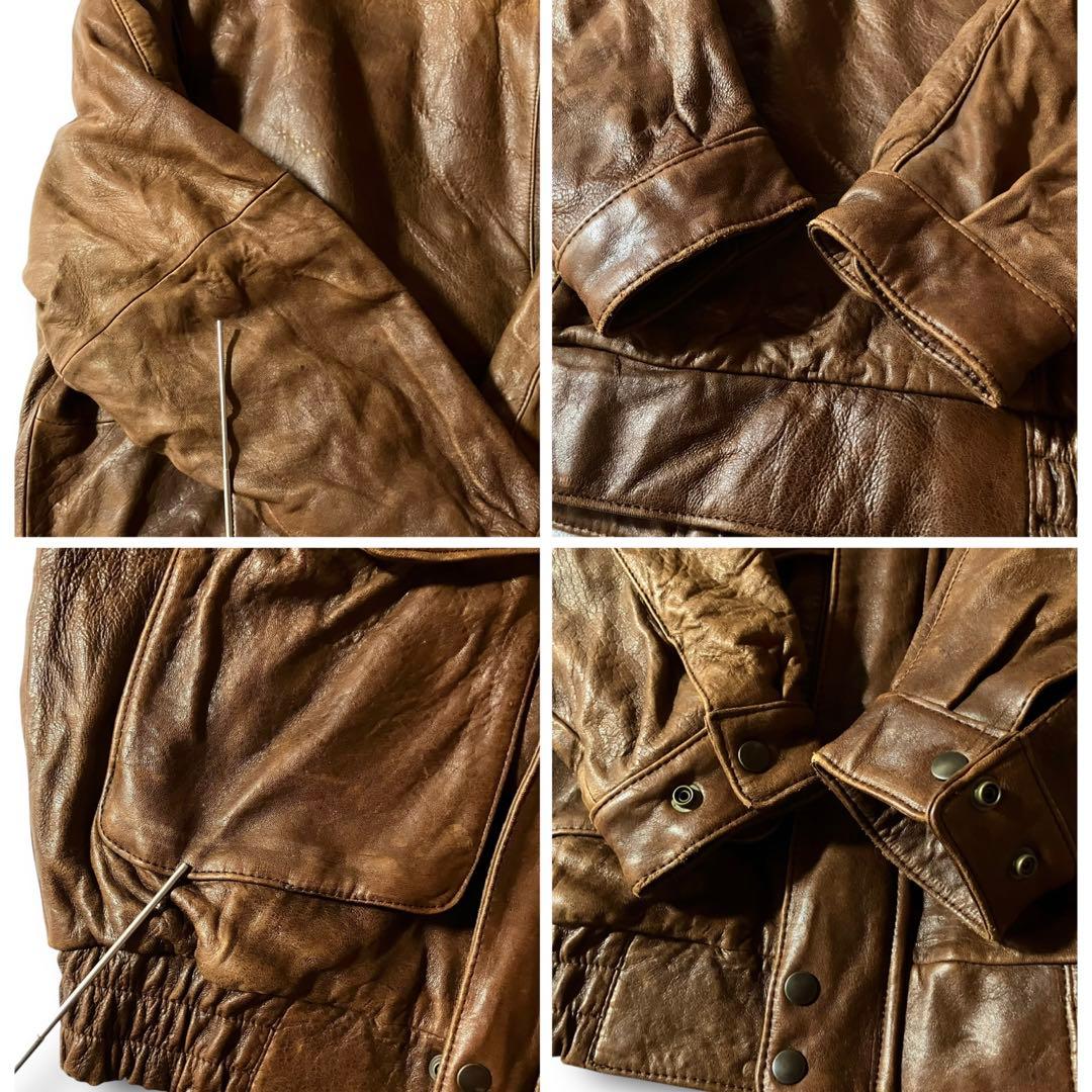 80s LOLDANTHONYリアルレザージャケットA2フライト羊革 ブラウンM