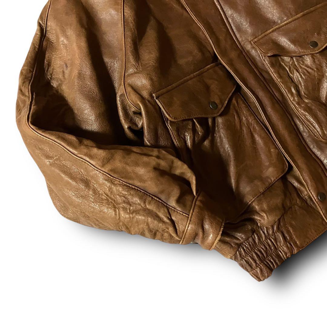80s LOLDANTHONYリアルレザージャケットA2フライト羊革 ブラウンM