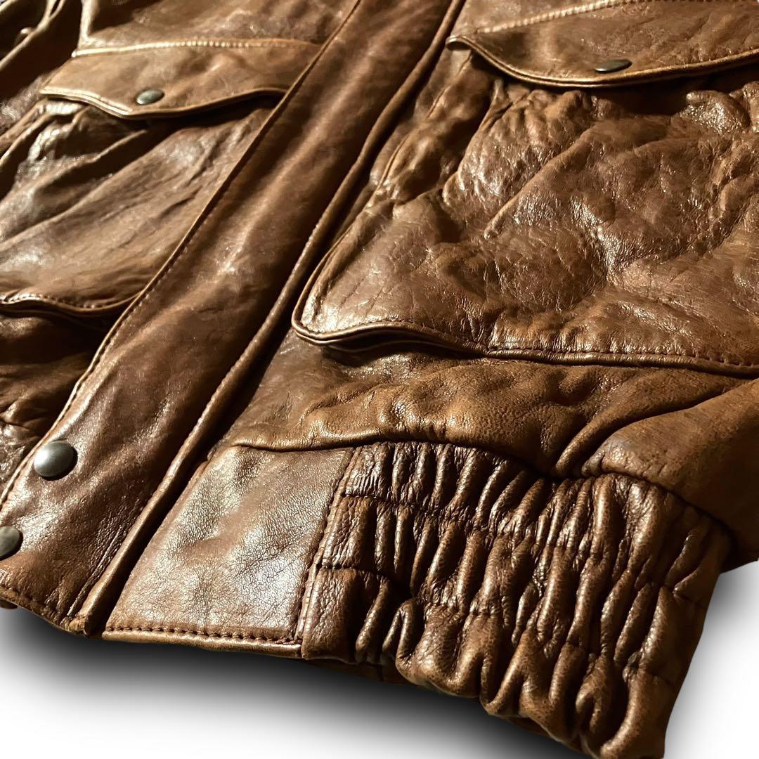 80s LOLDANTHONYリアルレザージャケットA2フライト羊革 ブラウンM