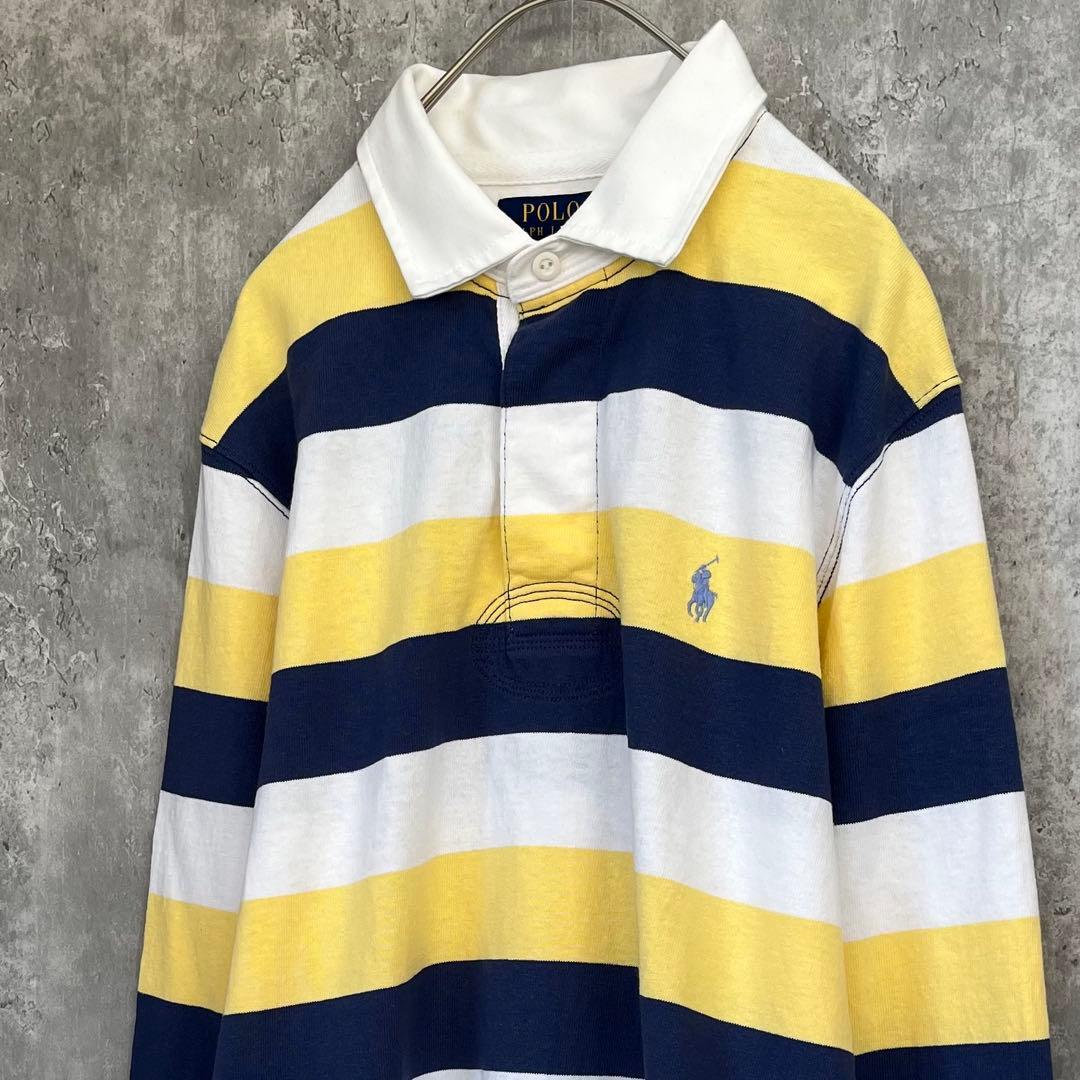 【美品】ポロ ラルフローレン ボーダー 長袖 ラガーシャツ 古着 ユニセックス