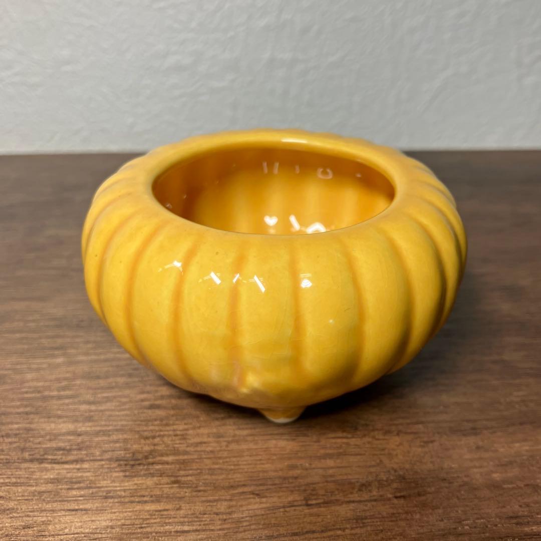 珉平焼　黄釉　香炉　JAPAN