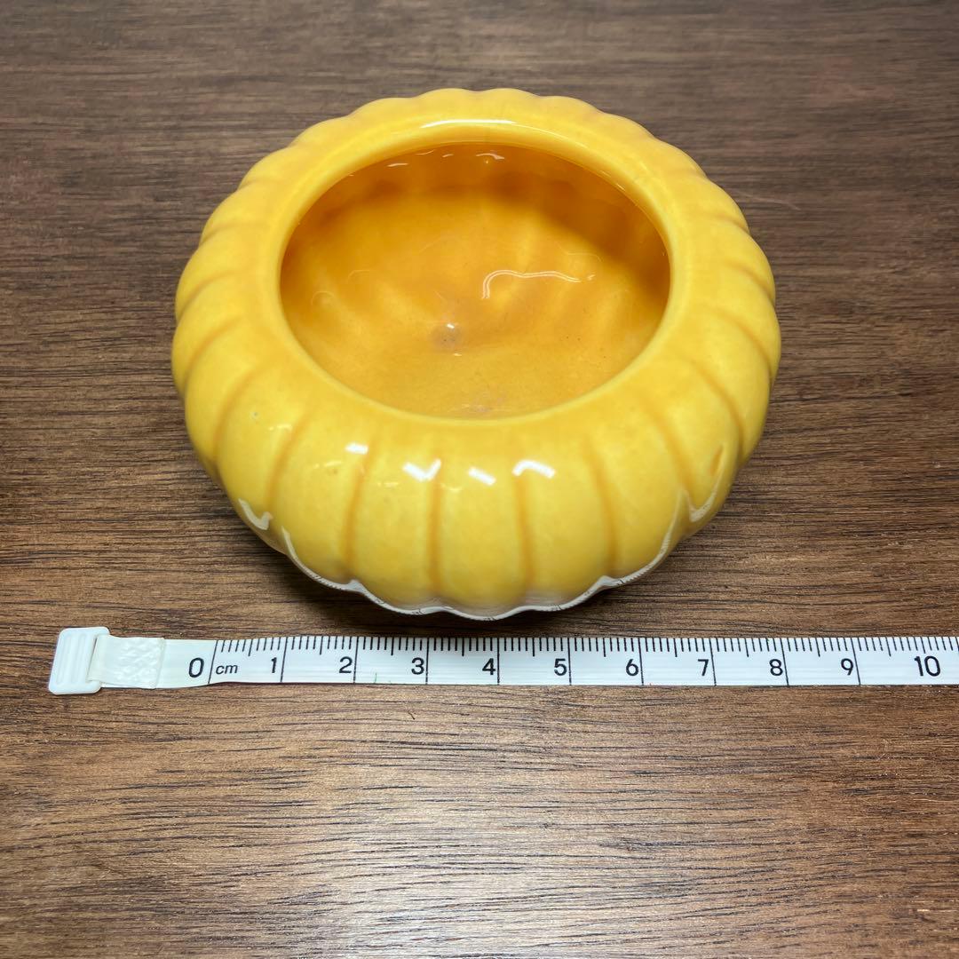 珉平焼　黄釉　香炉　JAPAN