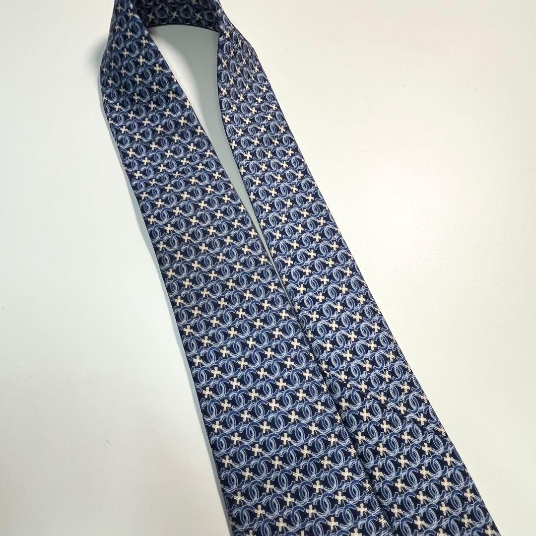 ✨良品✨ CHANEL シャネル ネクタイ　高級シルク ココマーク　チェーン
