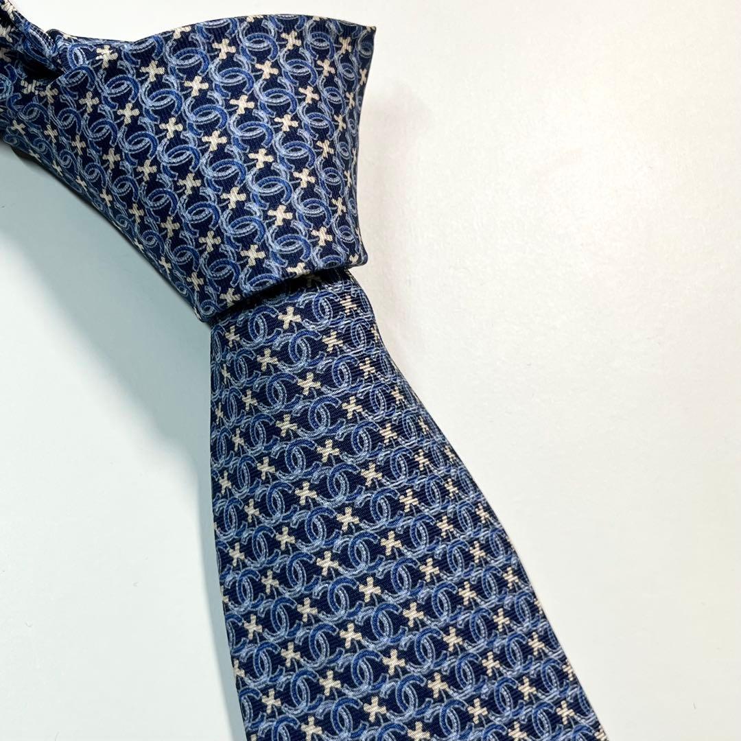 ✨良品✨ CHANEL シャネル ネクタイ　高級シルク ココマーク　チェーン