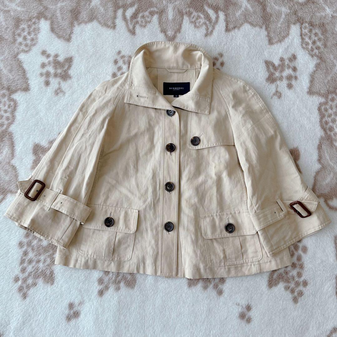 バーバリーロンドン ショート ジャケット ノバチェック トレンチ ケープ 38