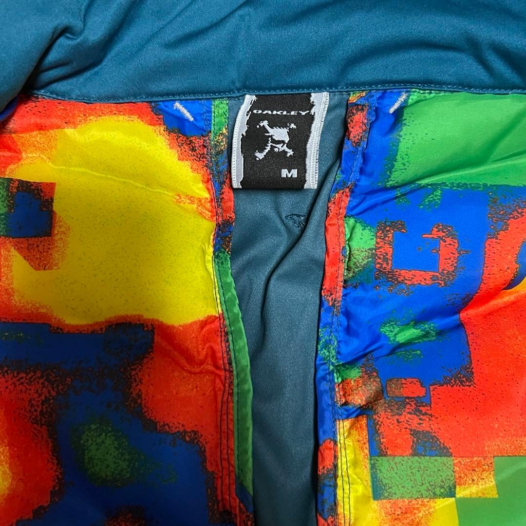 OAKLEY スカル刺繍 ダウンベスト　ライトブルー キルティング　y2k