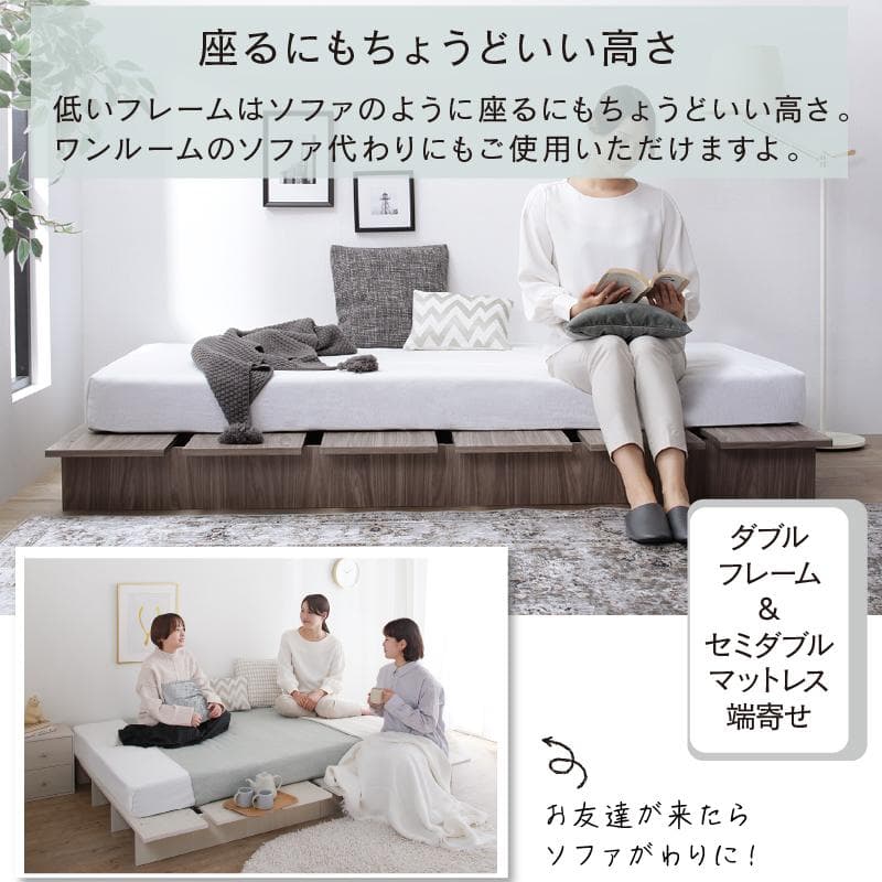 【最安値】ダブルベッド 頑丈 すのこベッド ベッドフレーム単品 新品送料込