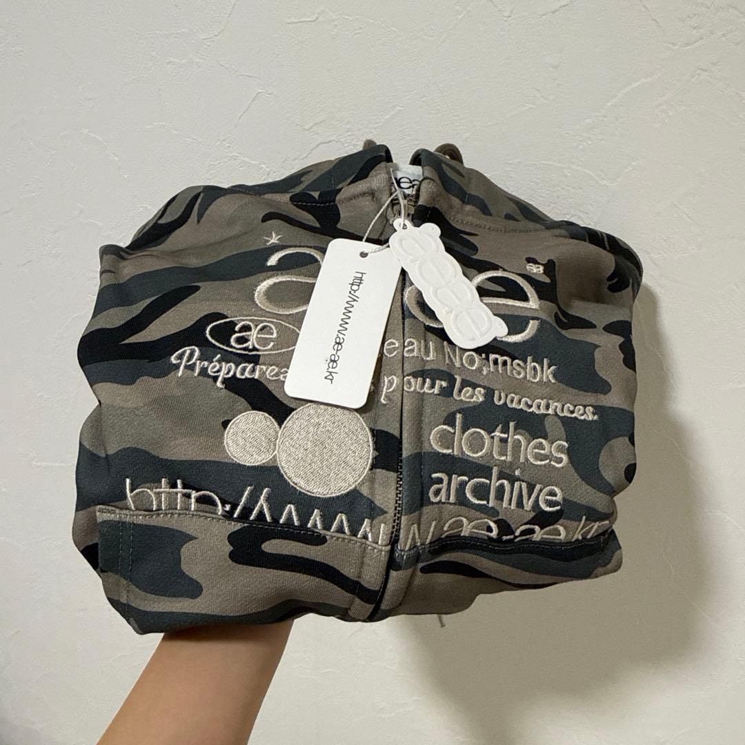 aeae 迷彩柄 フード付きパーカー