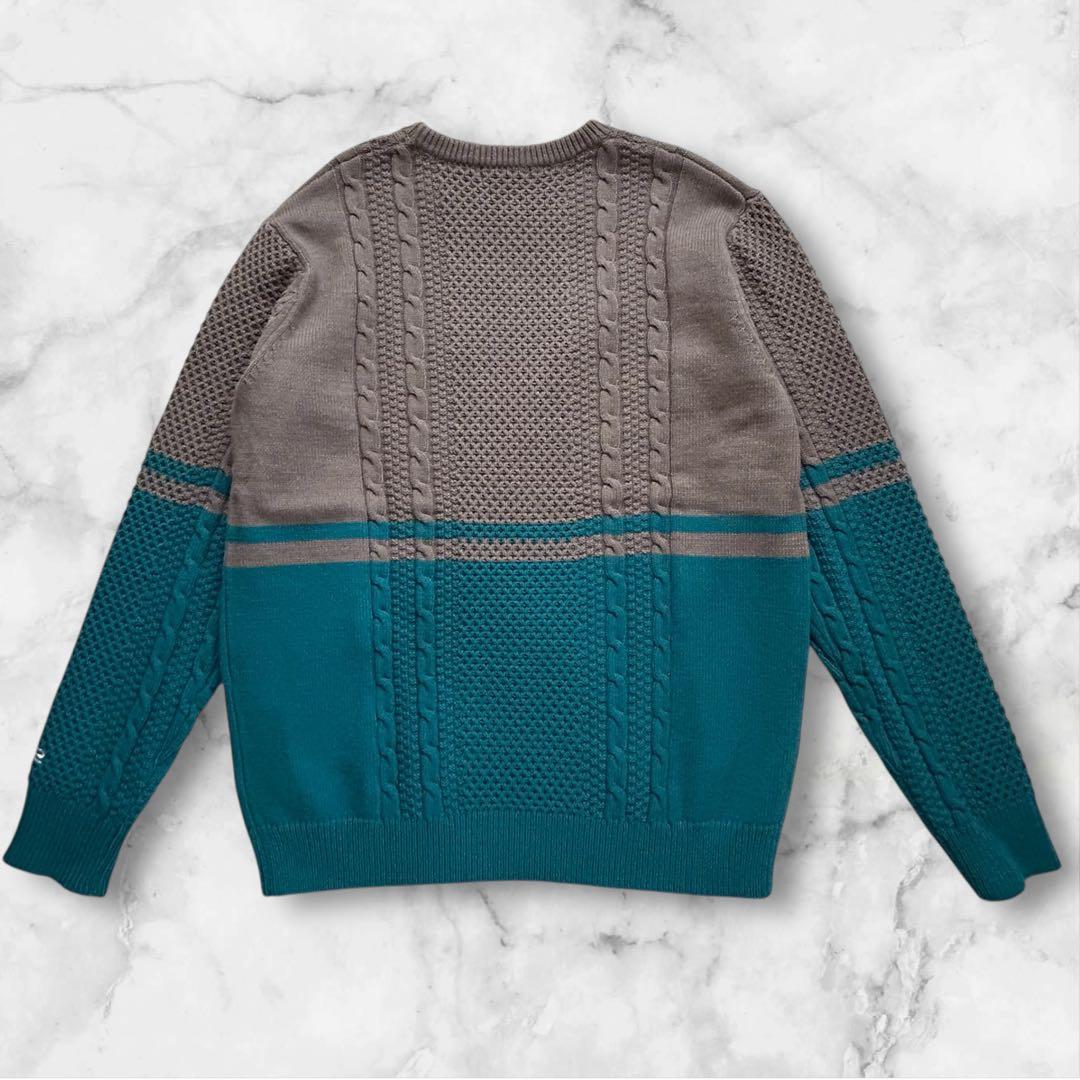 新品・タグ付【Rosasen】メンズ ゴルフ バイカラークルーネックニット LL