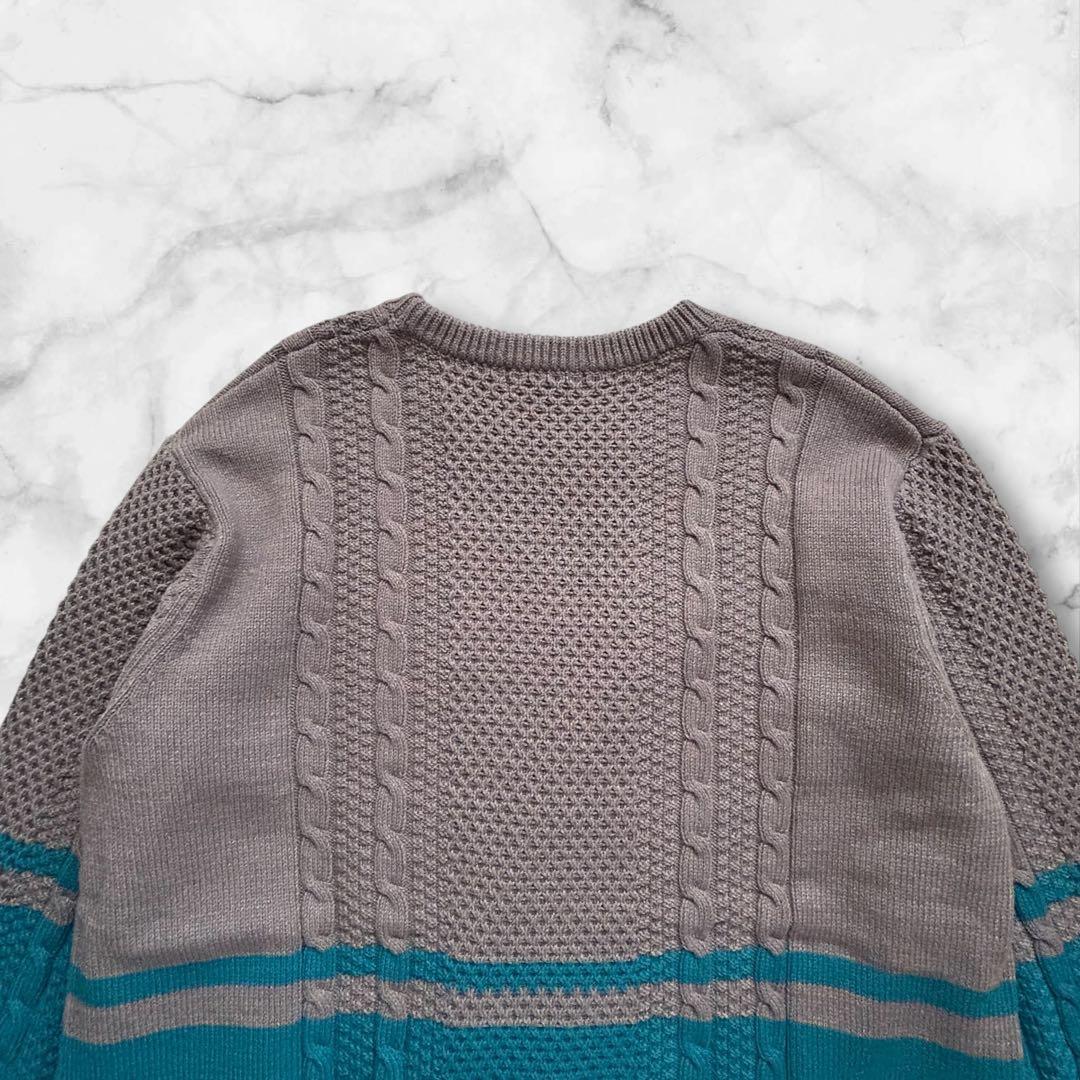 新品・タグ付【Rosasen】メンズ ゴルフ バイカラークルーネックニット LL