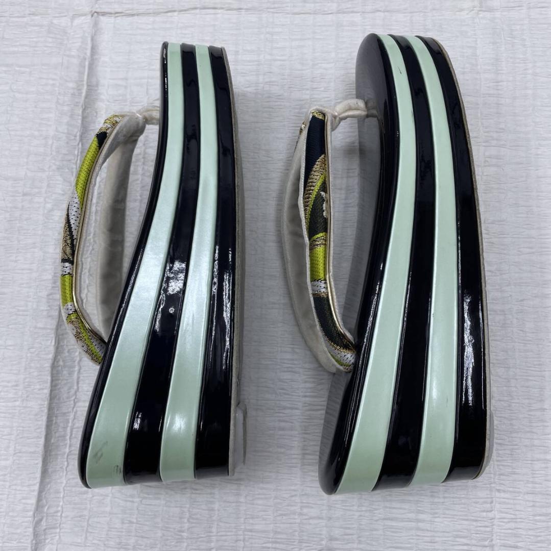 Y★2151★ 草履 バッグ セット 成人式 二十歳のつどい 和装 黒 黄緑