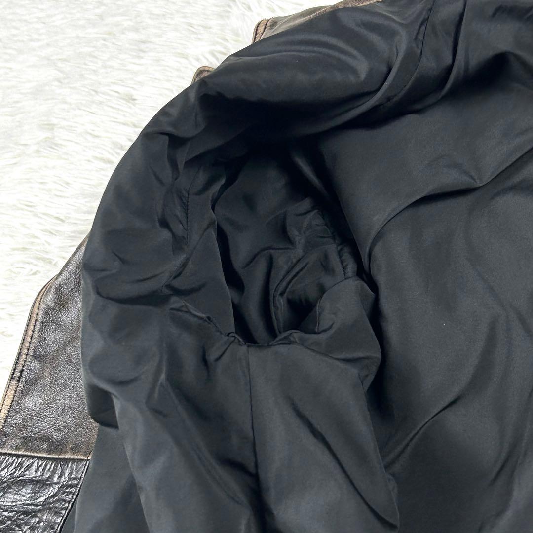 極美品 ザラ ダブルライダース レザージャケット XL相当 大きいサイズ 黒茶芯