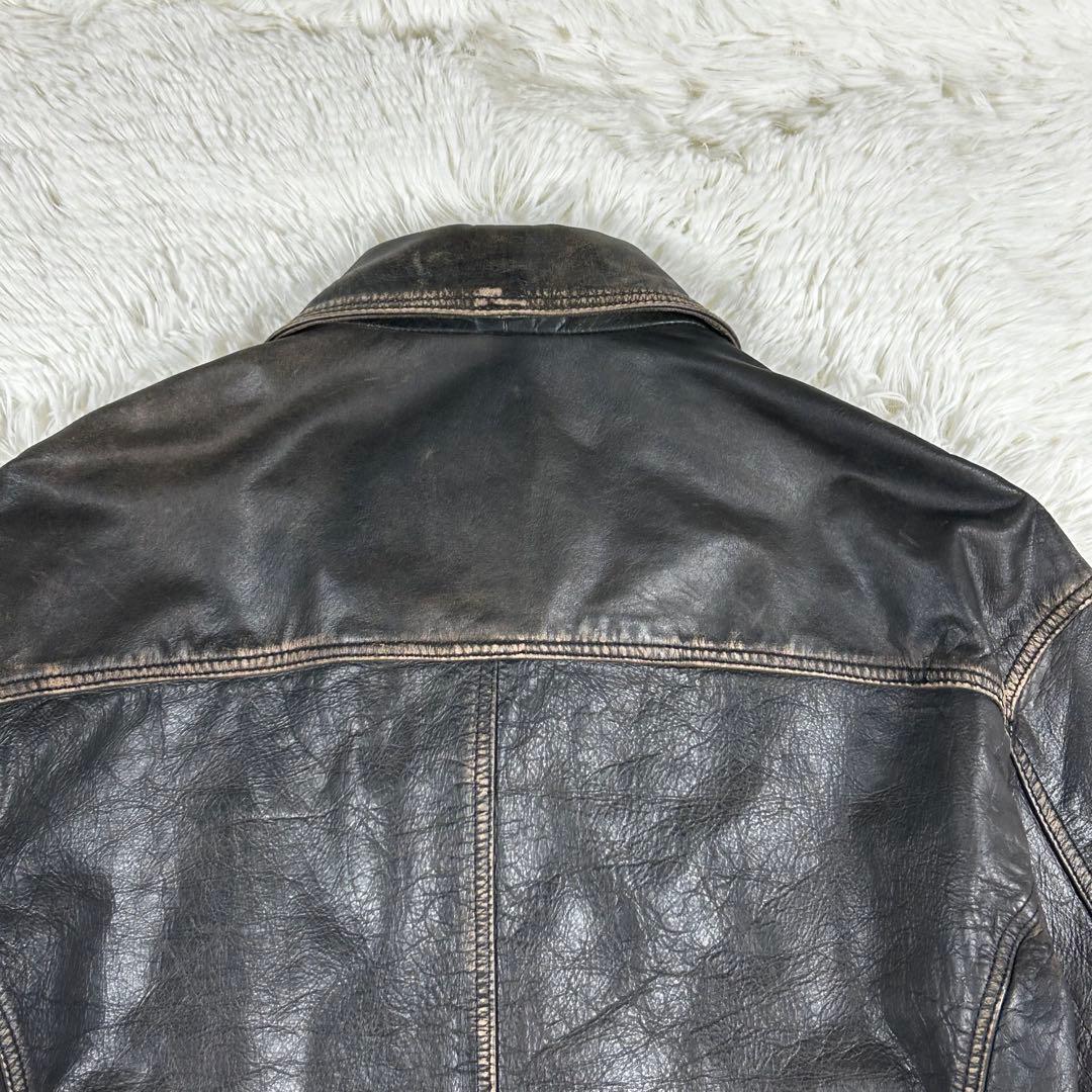 極美品 ザラ ダブルライダース レザージャケット XL相当 大きいサイズ 黒茶芯