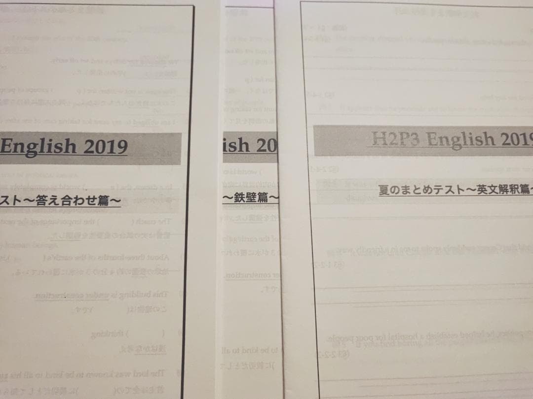 鉄緑会の高２英語夏のまとめテスト鉄壁　英文解釈　英作文フルセット　駿台　河合塾