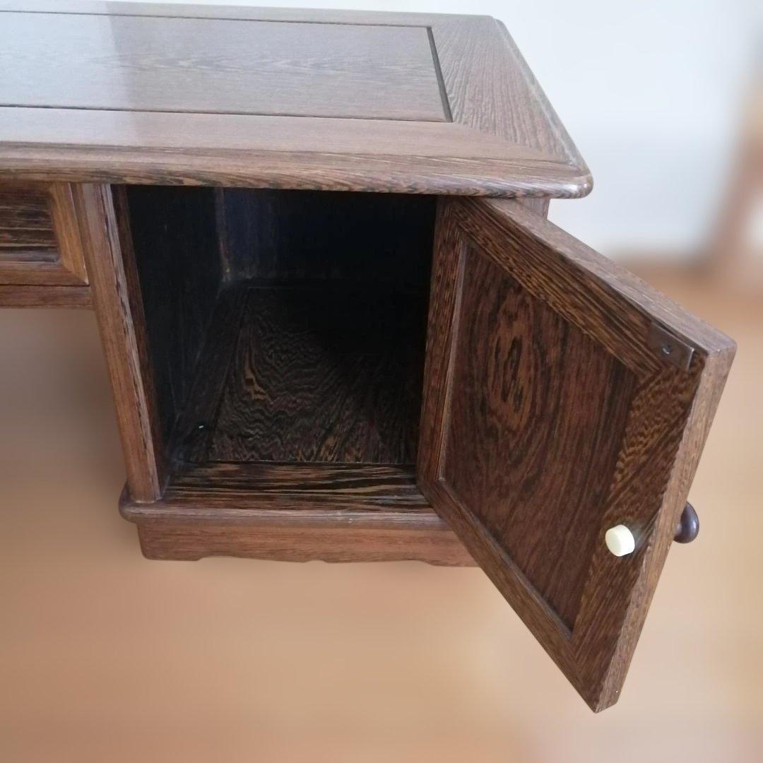 文机 座机 ローデスク 昭和レトロ アンティーク 片軸 古家具 書斎 和家具