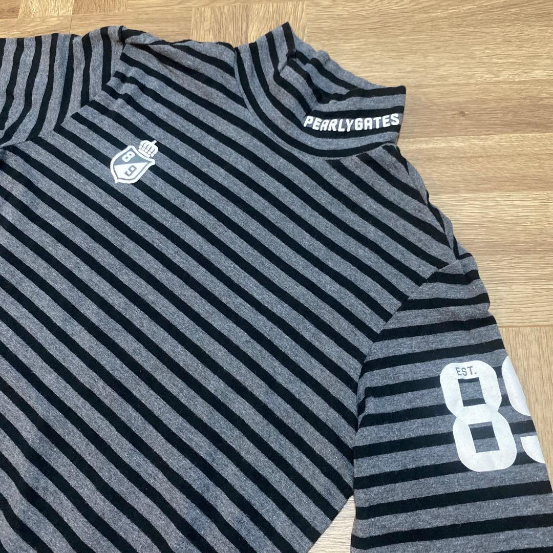 パーリーゲイツ♡長袖モックネックシャツ♡グレー♡ブラック♡ボーダー♡L