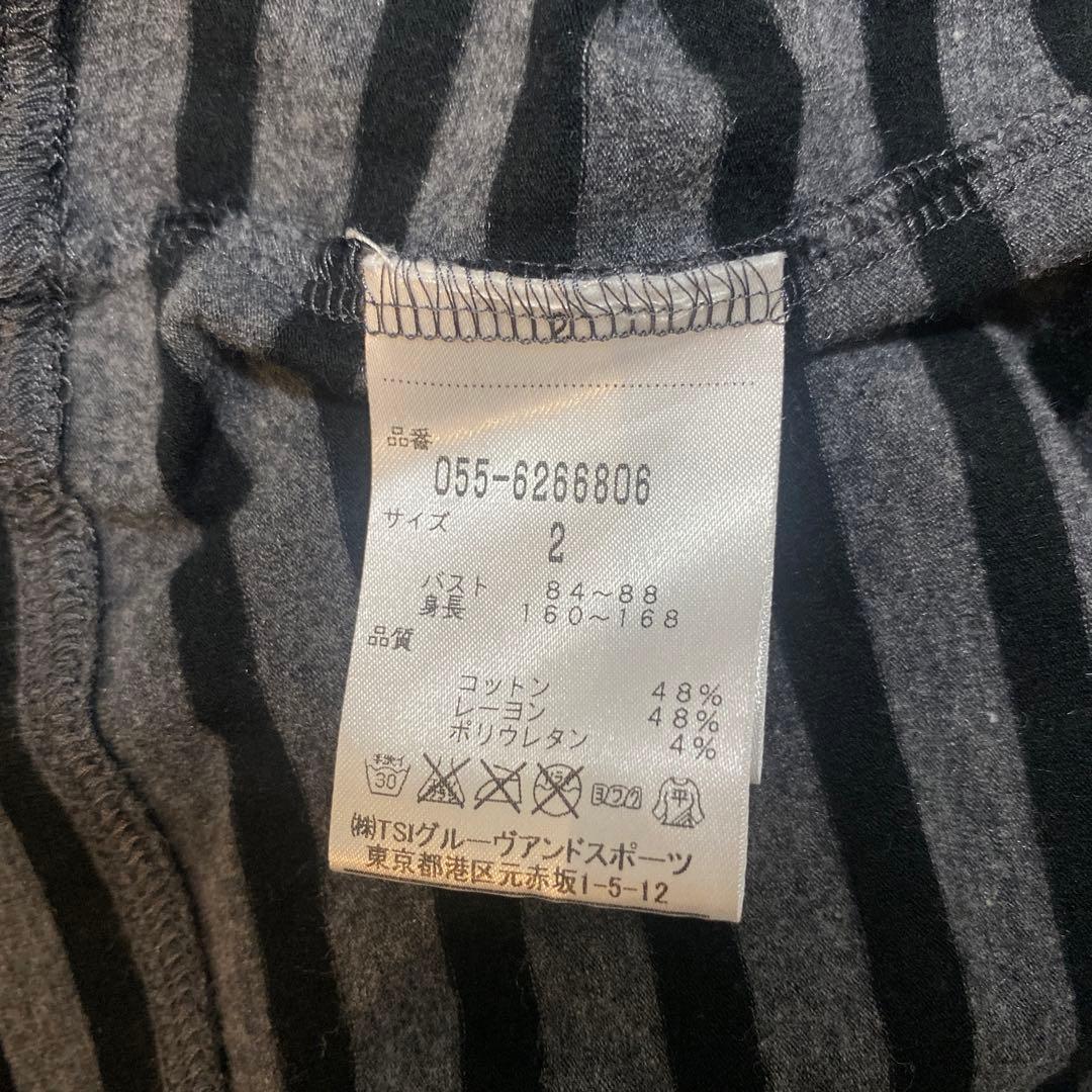 パーリーゲイツ♡長袖モックネックシャツ♡グレー♡ブラック♡ボーダー♡L