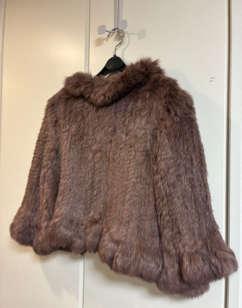 新品同　ファーコート　ボレロ　リアルラビットファー　ブラウン　フランス製
