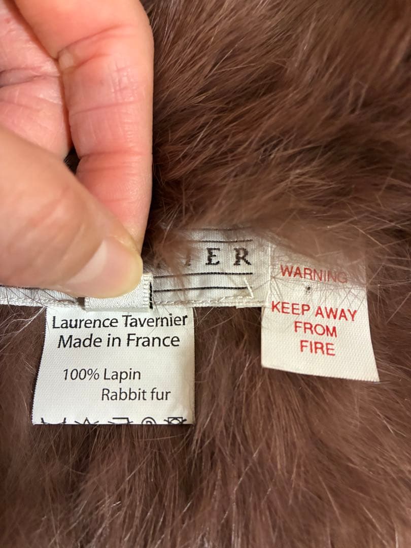 新品同　ファーコート　ボレロ　リアルラビットファー　ブラウン　フランス製