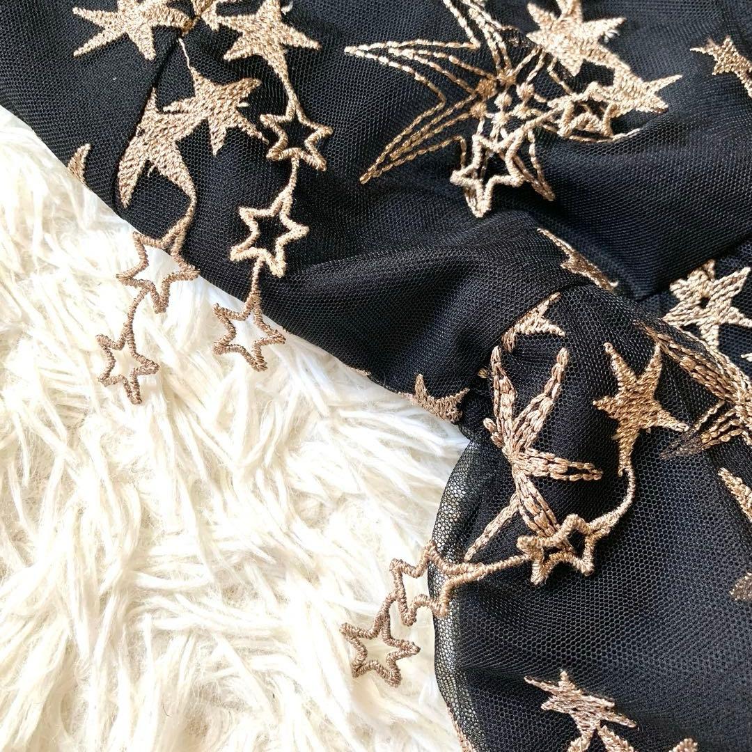 新品✨高級感 グレースコンチネンタル スター刺繍フレアドレス ワンピース ラメ