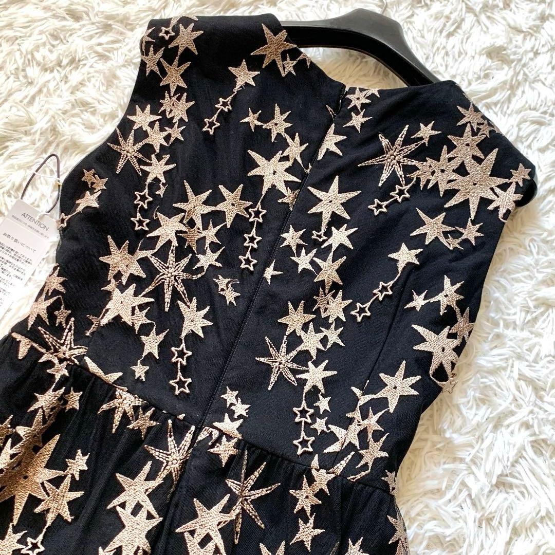 新品✨高級感 グレースコンチネンタル スター刺繍フレアドレス ワンピース ラメ