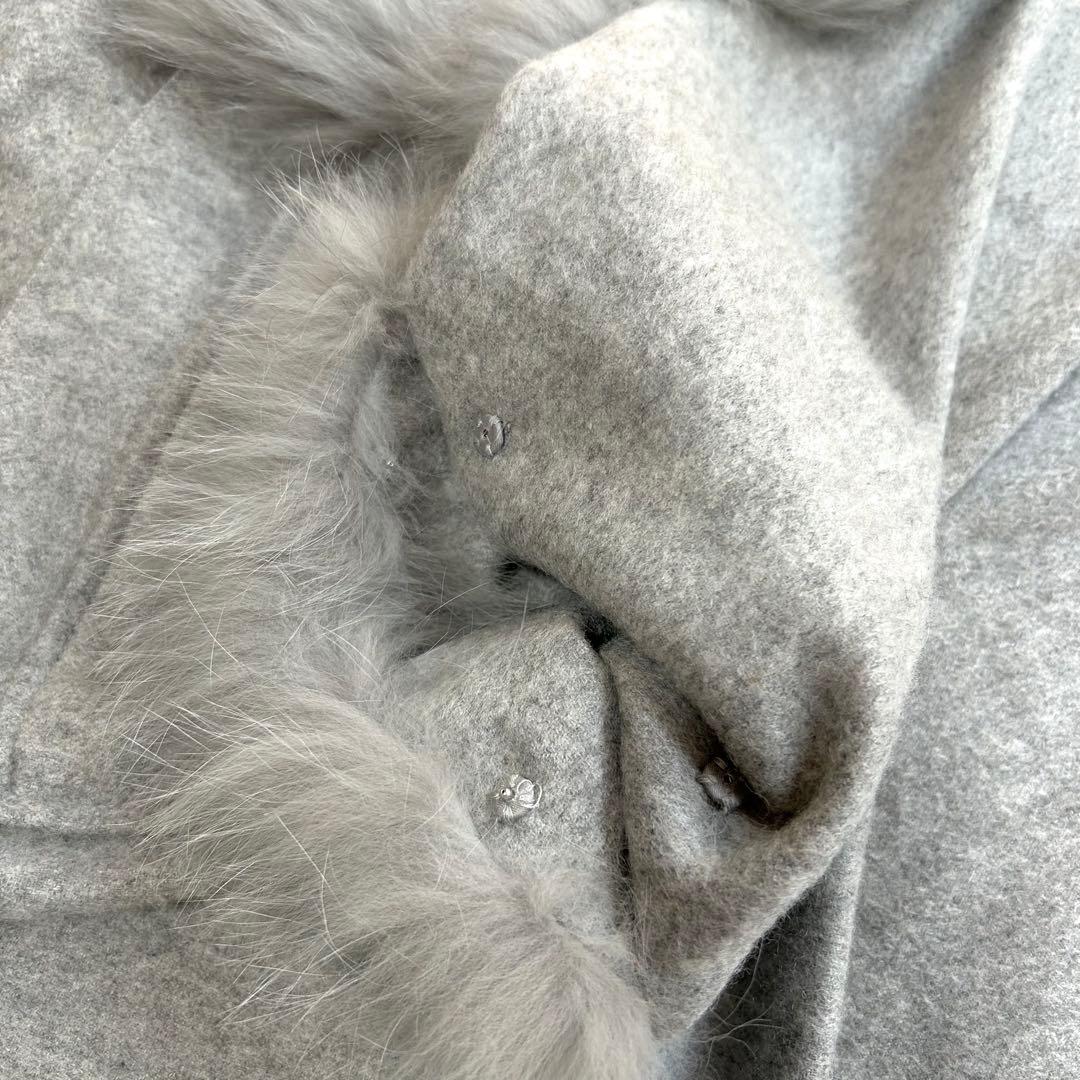 極美品　グレース　フード付　フォックスファートリミングカシミヤストール　大判