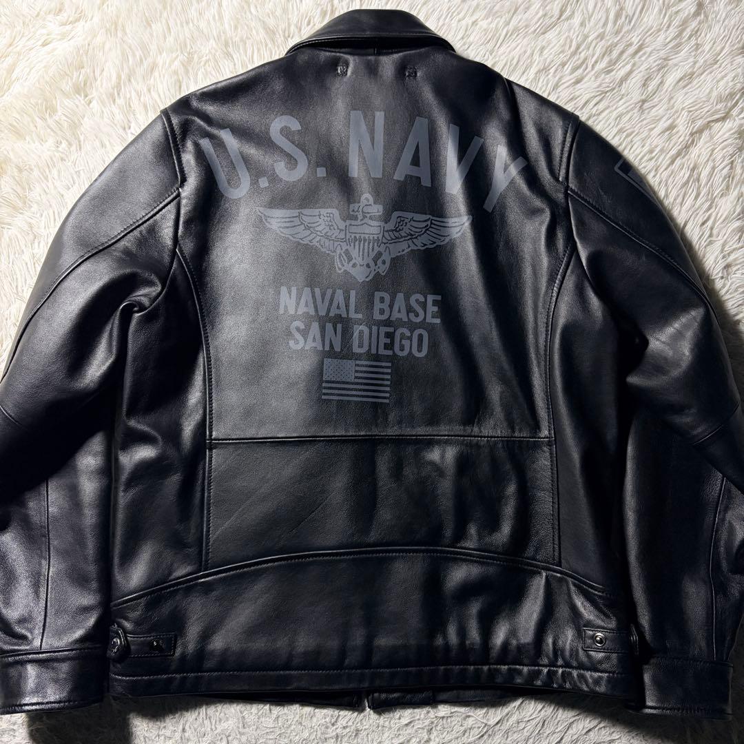 美品■AVIREX レザージャケット　羊革　ラムレザー ブラック　XL