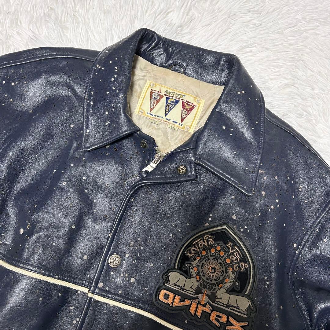 AVIREX アヴィレックス オールレザー バーシティ ジャケット XL