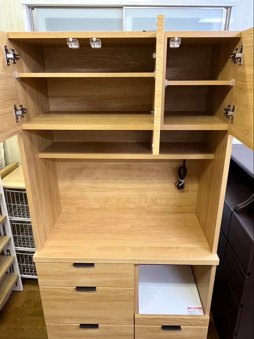 ニトリ キッチンボード エトナ ETONA-90KB-LBR2 木製 食器棚