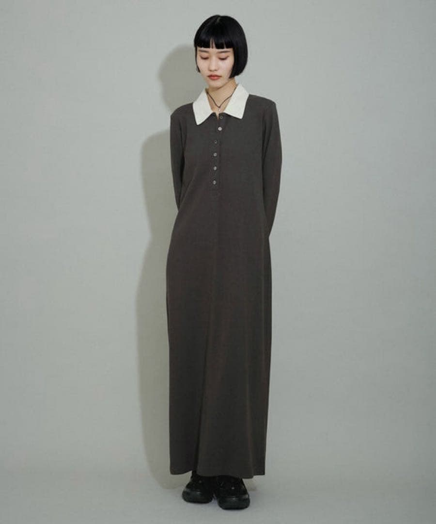 ADAM ET ROPÉ ポロシャツワンピース チャコール F