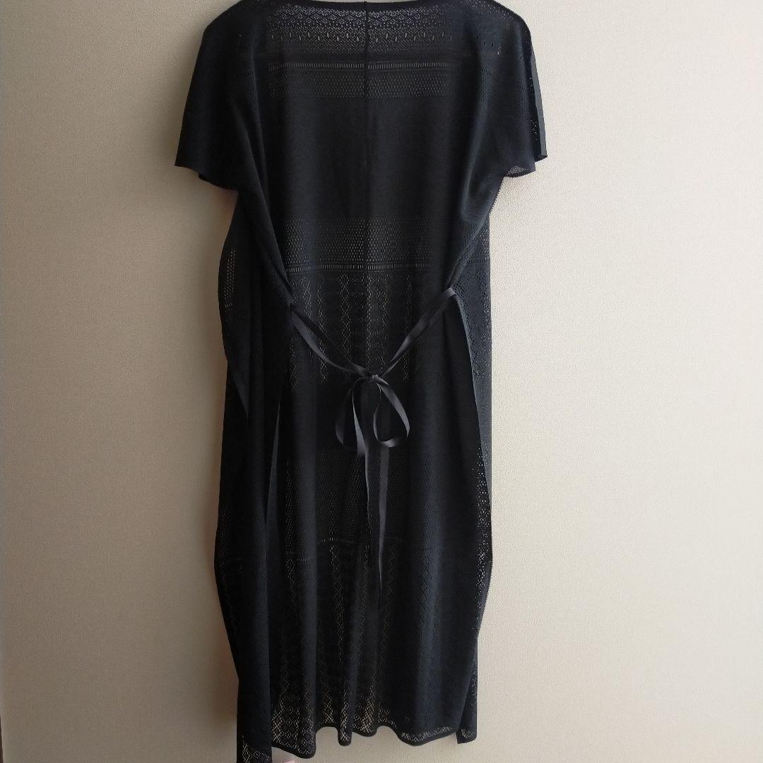 チャコット レースニット　カシュクールワンピース　黒　Mサイズ