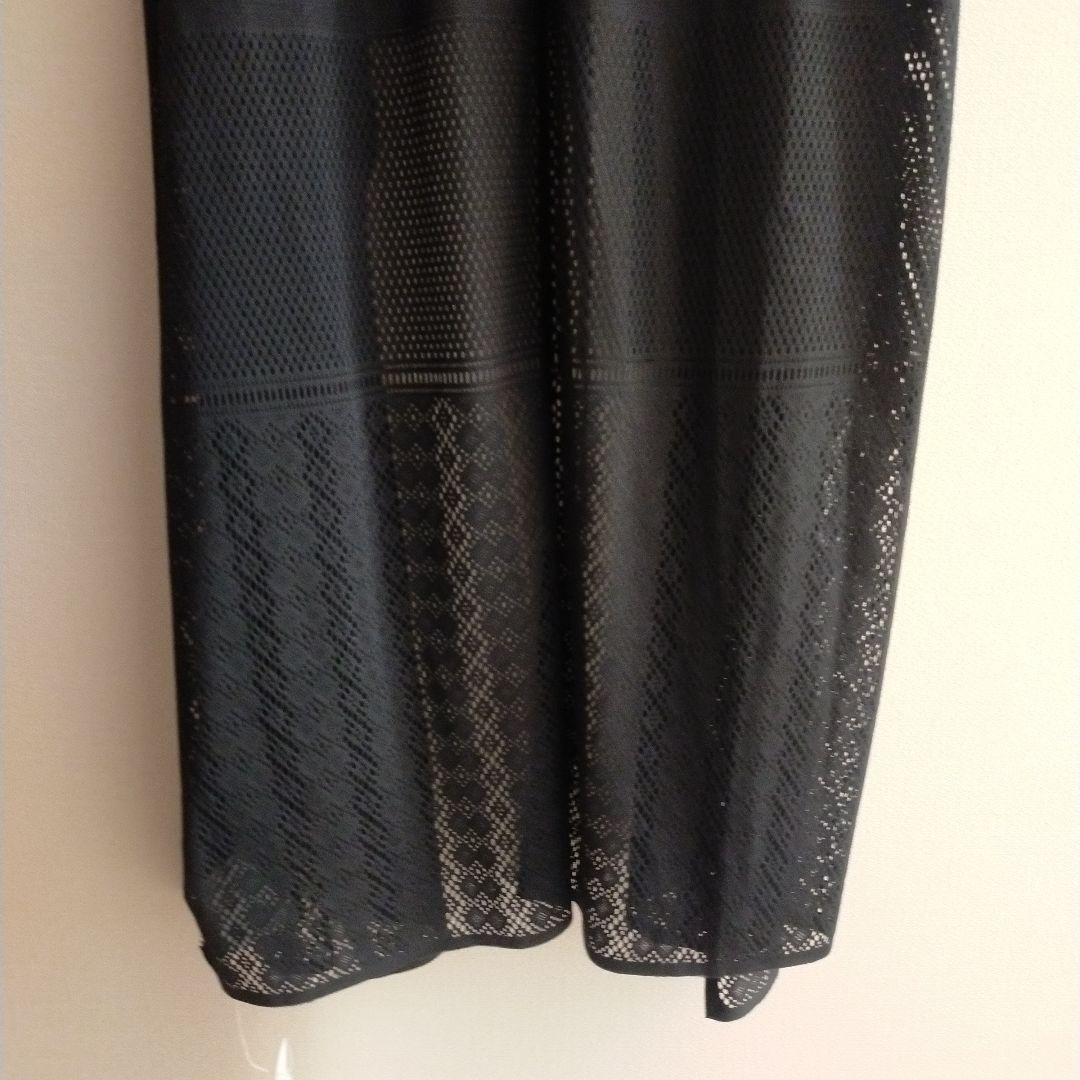 チャコット レースニット　カシュクールワンピース　黒　Mサイズ