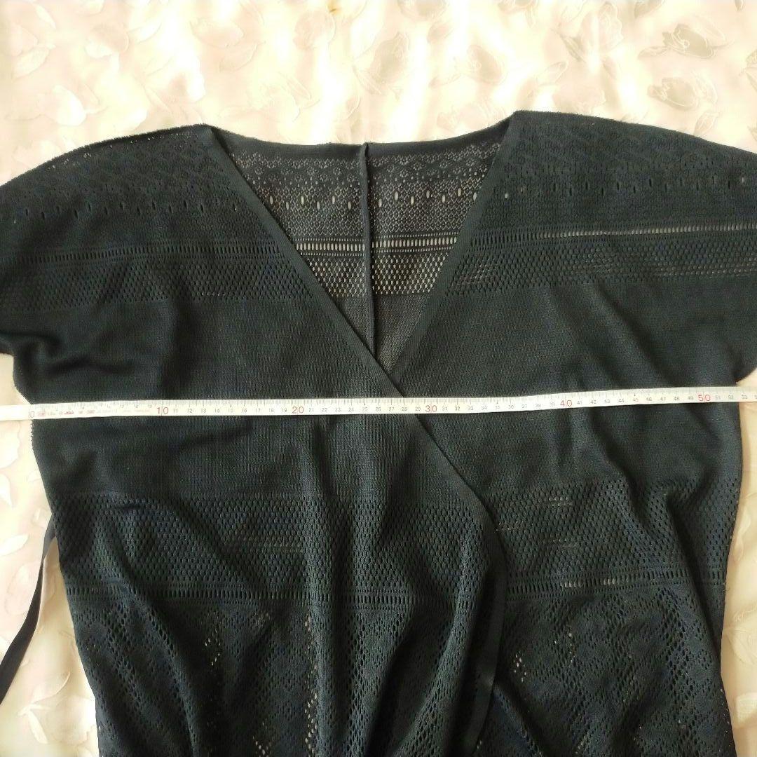 チャコット レースニット　カシュクールワンピース　黒　Mサイズ