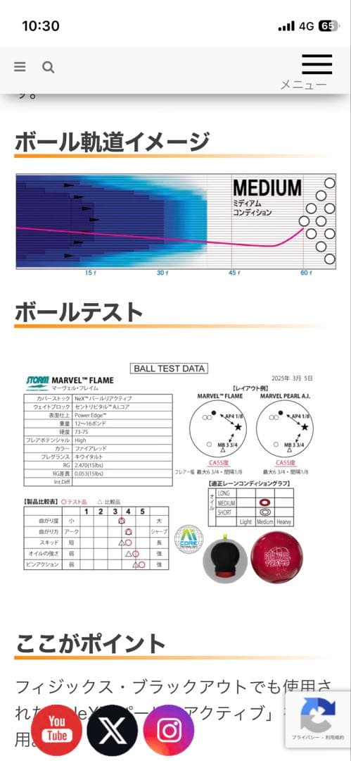 STORM MARVEL FLAME ボウリングボール15-3美品