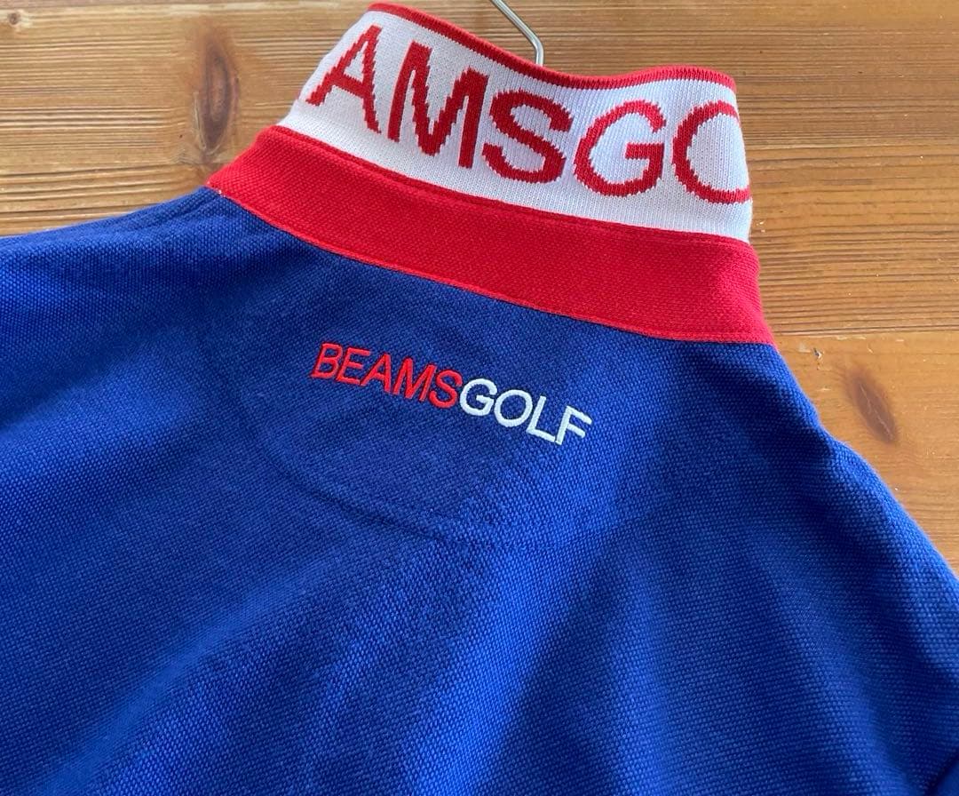 BEAMS GOLF 日本製　ゴルフ半袖ポロシャツ　トリコロールカラー