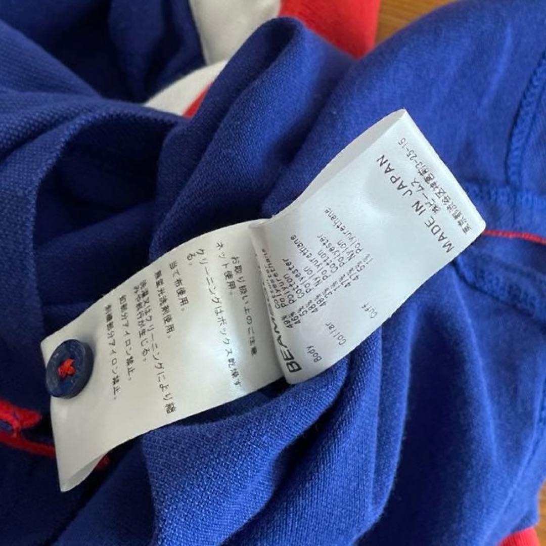 BEAMS GOLF 日本製　ゴルフ半袖ポロシャツ　トリコロールカラー