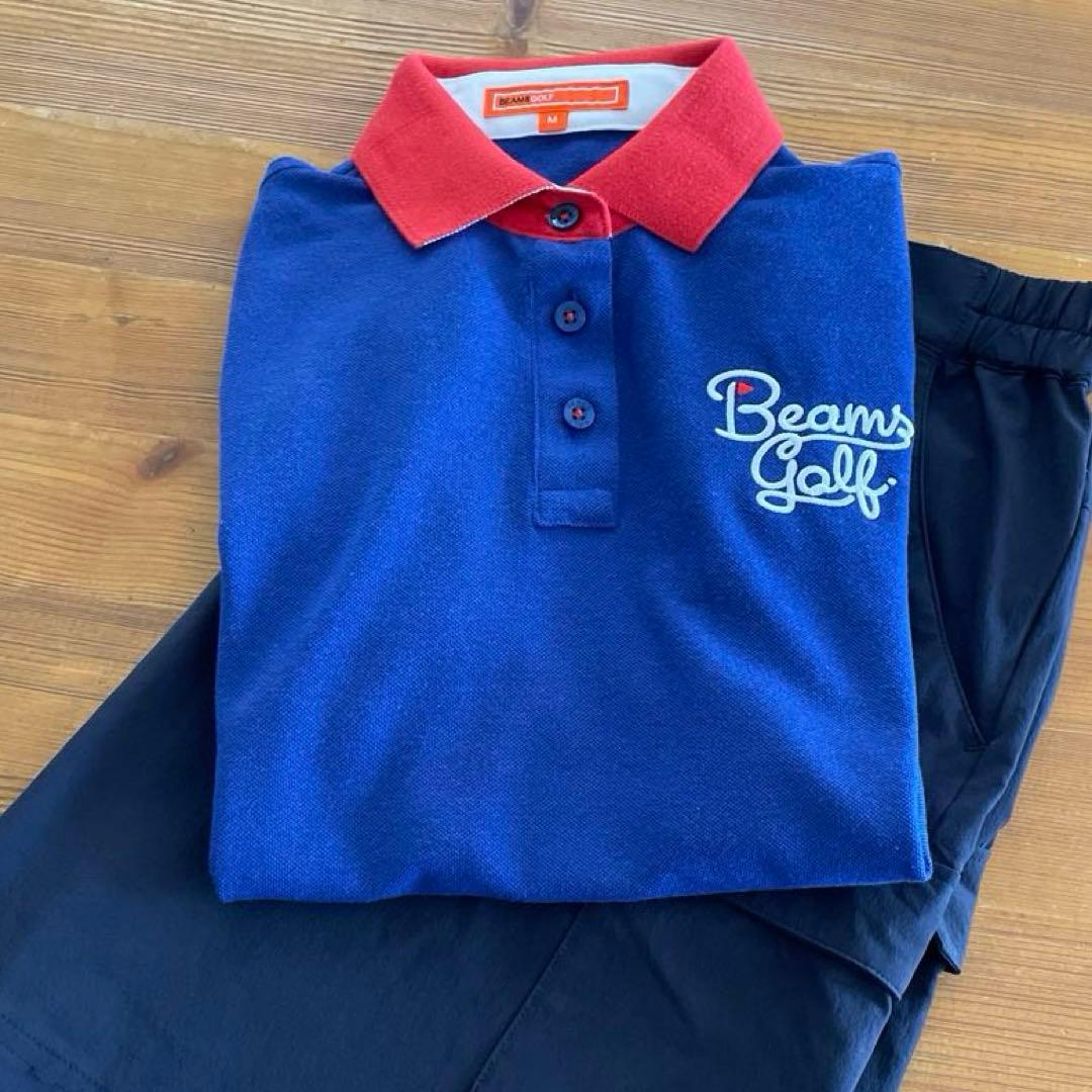 BEAMS GOLF 日本製　ゴルフ半袖ポロシャツ　トリコロールカラー